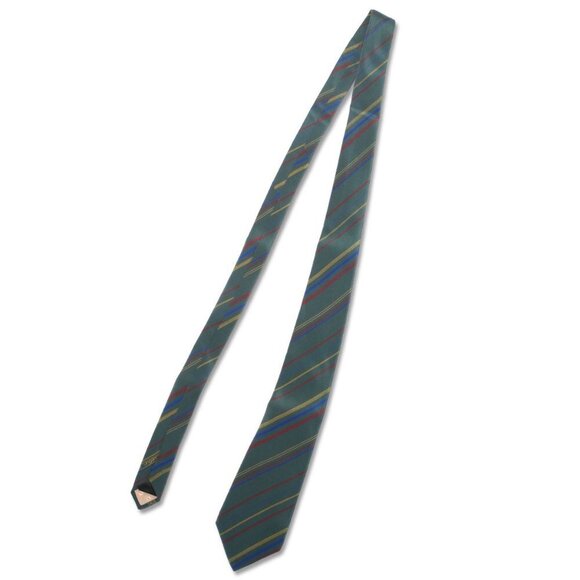 Vintage Emanuel Ungaro Paris Tie 100% Silk Green Red Stripe Designer Necktie - Picture 5 of 6
